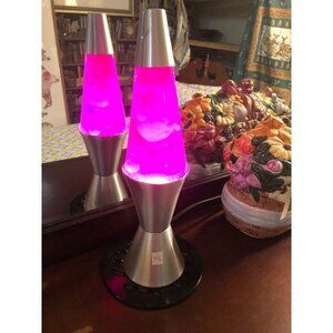 Vintage 60's & 70's Lava Lamp Pink With Silver Base